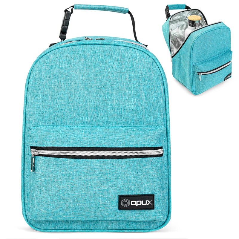 opux Lunch Box for Girls Boys Kids, Insulated Leakproof Lunch Bag, Reusable Teen Lunch Boxes for School, Medium Large lunchbox for Women Men Adult for Work with Front Back Pocket (Teal Blue) - Image 1